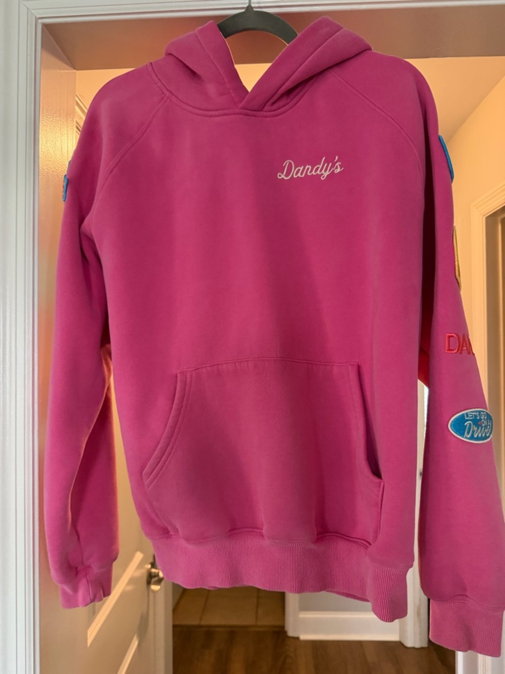 XS Grey Dandy's Worldwide Road Trip Gas Station hoodie with patches